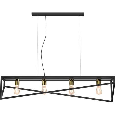 Suspension industrielle noire/or Gote 4xE27 Luminex