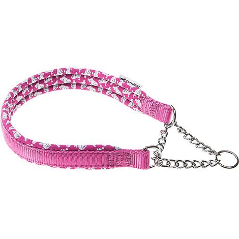 Ferplast DAYTONA FANTASY CSS Collare a semistrangolo per cani in nylon imbottito. Varie fantasie e misure.. Variante CSS15/45 - Misure: A: 45 cm - B: 15 mm - Fucsia