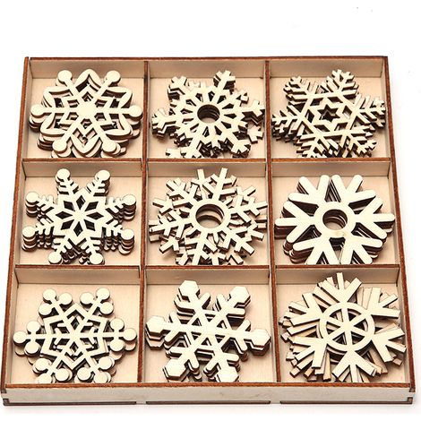 Ornamenti natalizi in legno a forma di fiocco di neve, ornamenti da appendere a forma di fiocco di neve, decorazioni a forma di fiocco di neve, fiocco di neve natalizio in legno, decorazioni natalizie (1/5)