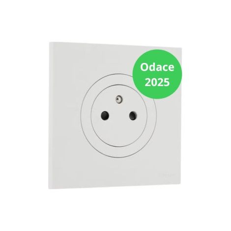 Schneider - Odace 2025 - Prise 2P+T affleurante + Plaque de finition - Blanc craie - Ru00e9f : S920052-P (1/5)