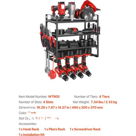 Organisateur d'outils, design mural, rangement multi-outils, 4 Couche (1/2)