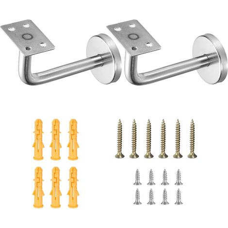 2Pcs Supports De Main Courant En Acier Inoxydable, 4" Porte-Main Courant Plat Support De Rampe D'Escalier Pour Main Courant Carré Avec Vis De Fixation, Argent (1/5)