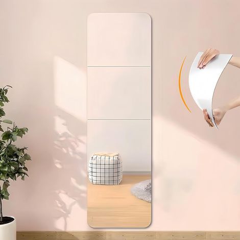 4 Pièces Miroir Autocollant, 20 X 20 cm Acrylique Miroir Adhésif Porte, Miroir Collant Muraux Carrés Flexible Miroire Deco pour Salle de Bain, Salon, Chambre (1/5)