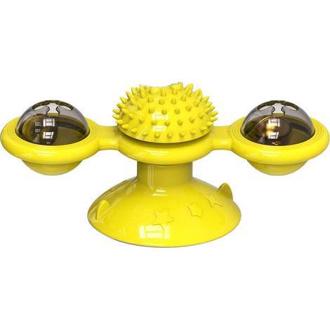 Windmill Cat Toy Rotating Interactive Multifunctional Kitten Comb Toy for Wall Door Yellow (1/5)