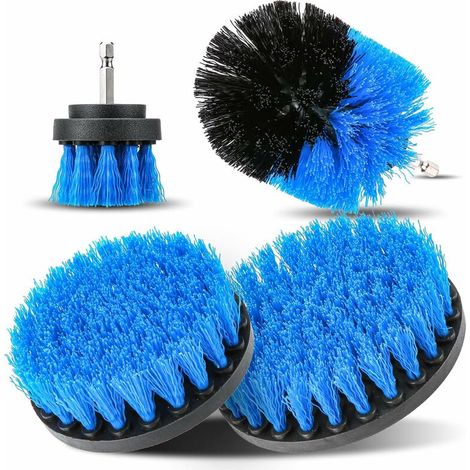 Spazzola per Trapano, 4 Pezzi, Spazzole per Trapano, Setole Medie, 2''/3.5''/4''/5'', Spazzola per Pulizia, Spazzola per Accessori, Spazzole per Pavimento Piastrellato Vasca, Cucina, Blu
