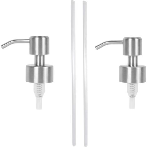 Pompe Savon,2 Pcs Pompe de Rechange pour Distributeur de Savon en Acier Inoxydable avec Tuyau pour Bouteille de Filetage 28/400,26-28 mm pour Les Maisons,Hôtels,Cuisines,Salles De Bain(Argent)'Parent' (1/5)