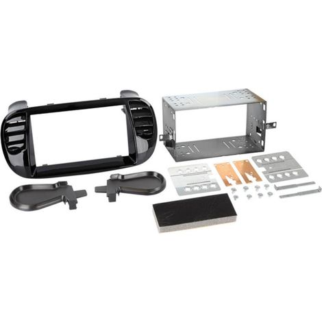 Kit Support Autoradio compatible avec Fiat 500 et 500C Noir brillant