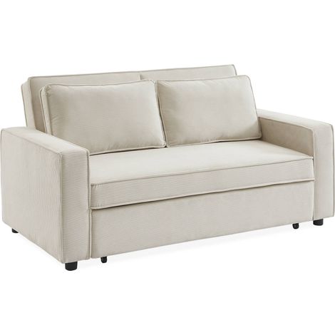 3-seater corduroy sofa bed, Chill, White, 172.5x91.5x88.5 cm (1/5)