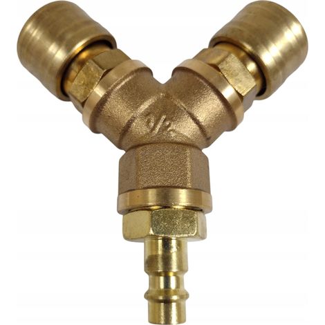 Connettore rapido pneumatico a Y da 1/2" per compressore argento
