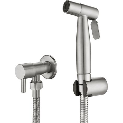 Pulvérisateur de toilettes en acier inoxydable 304 – Finition brossée – Tuyau 1,5m – Valve céramique haute dureté – Pour nettoyage efficace