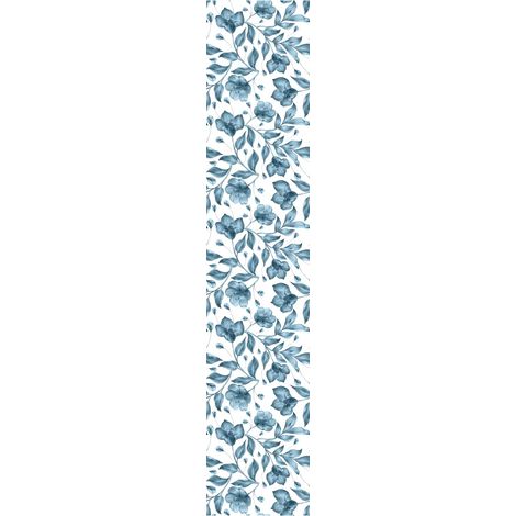 Ambiance Sticker Carta da parati in tessuto non tessuto pre-incollato, rotolo da carta da parati con fiori estivi blu, adesivo decorativo, 1 rotolo da 300 x 60 cm (1/4)