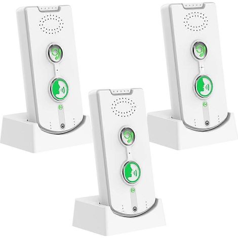 Gegensprechanlage für Zuhause, drahtloses Gegensprechsystem mit einstellbarer Lautstärke und Klingeltönen, wiederaufladbar, 3er-Pack (A) (1/5)