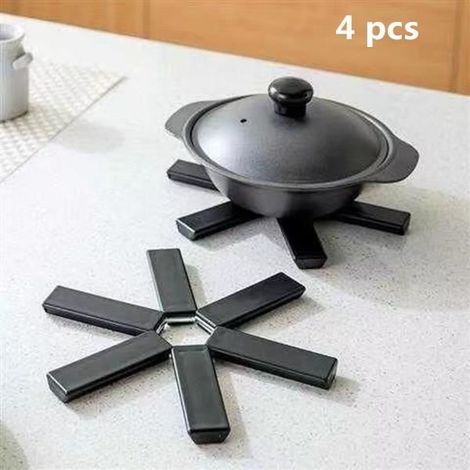 Dessous de plat - Lot de 4 - Pliables - ABS - 19cm - Noir (1/4)