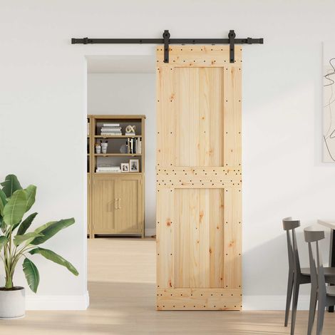 Puerta Corredera  Natural y negro 70 x 210 cm (152,5 cm)