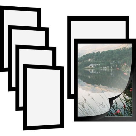 Cadre Magnetique PVC - 30 x 40 cm - Surface Interne 25 x 35 cm - Finition Brillante - Noir - 6 Pièces