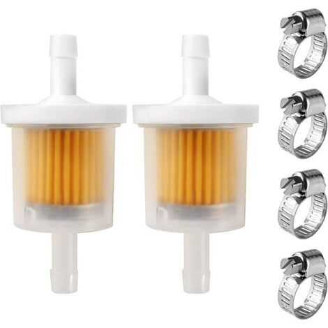 2pcs 6-8mm Fuel Filter, Inline Fuel Filter, Quick Fuel Filter with 4pcs Clamp Clamps for Motorcycle, Scooter, Generator, Lawnmower (1/5)