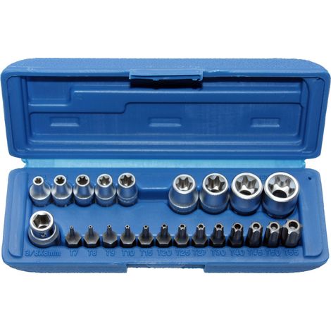 Torx Bit Nuss Satz 3/8 Zoll E-Profil und T-Profil mit Stirnloch Koffer