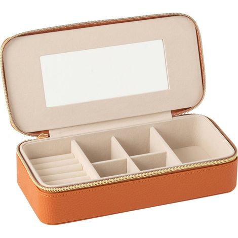 Boîte à bijoux cognac avec miroir - cognac (1/4)