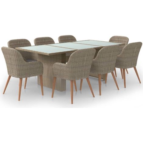 Maison Exclusive - Set da Pranzo da Giardino 9 pz in Polyrattan Marrone
