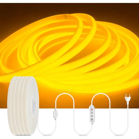 Ruban LED COB Néon Dimmable Yellow Gold 20M, 230V 288 LED/m, Minuterie, IP65 Étanche, Flexible, Cuisine Chambre Fête (1/5)