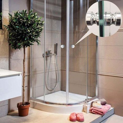Bouton de Porte de Douche Poignée de Porte Rondes en Alliage D'aluminium pour Salle de Bain Porte en Verre Porte Coulissante (1/3)