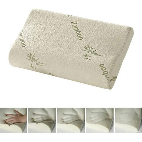Oreiller bambou mémoire de forme avec housse respirante, coussin orthopédique cervical anti-fatigue, soutien sain pour nuque et tête, taille unique. (1/2)