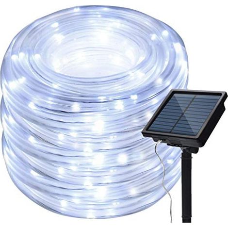 Guirlande lumineuse solaire de 30 mètres avec 300 LED, fil de cuivre, étanche, couleur blanche, pour la décoration extérieure de jardin. (1/5)