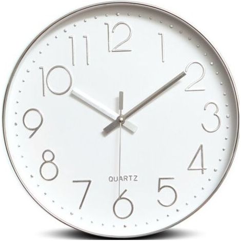 Horloge murale minimaliste (argenté), 30CM (12 pouces) Horloge murale moderne et silencieuse, mouvement à quartz silencieux (1/5)