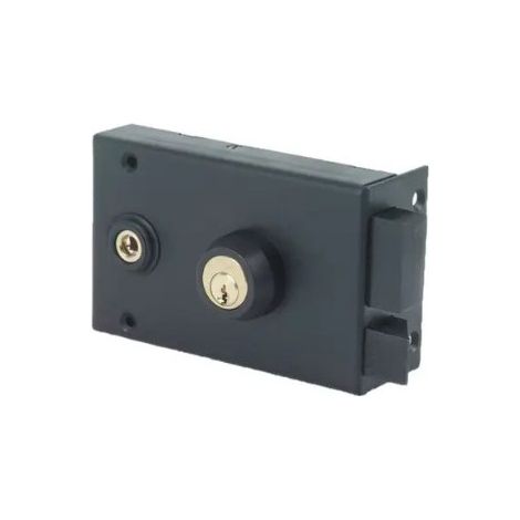 JPM 130400-02-1A Serrure monopoint en applique VEGA horizontale à fouillot cylindre 50mm droite pour grille