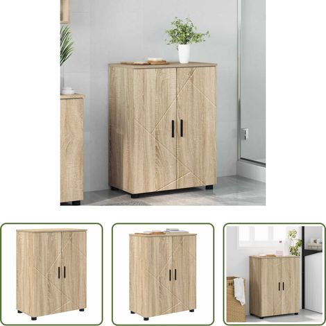 vidaXL Cabinet bois - Cabinet de salle de bain Chêne Sonoma 60 x 35 x 80 cm (1/5)