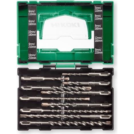 Hikoki – Coffret de mèches SDS+ 10 pcs – Forets béton pour perceuse – Longueur 100mm – Type d'emmanchement 1/4" – SKU 40030030