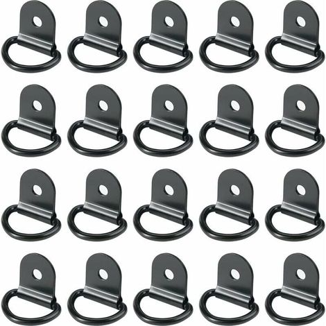 20 anillas de amarre de acero inoxidable para remolque, redondas y plegables con bloqueo de carga para vehículos (36 x 25 mm, negras) (1/5)