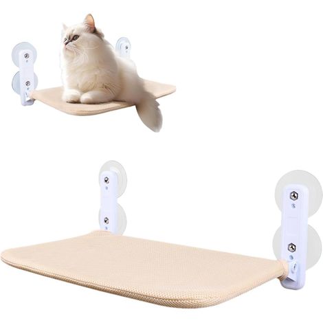 Katzen-Saugnapffenster, faltbare Sitzstange, professionell, stabil, platzsparendes Bett, 52 x 30 cm, mit Glas-Montagerahmen, Sitz zum Schlafen, Spielen, Kätzchen, Haustierkissen (1/5)