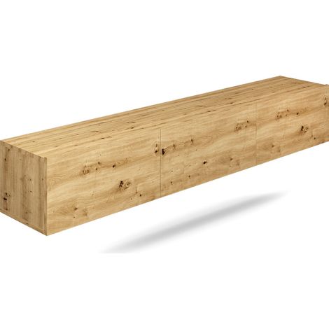 Mueble TV de pared 3 puertas 180 cm Idao Madera clara (1/4)