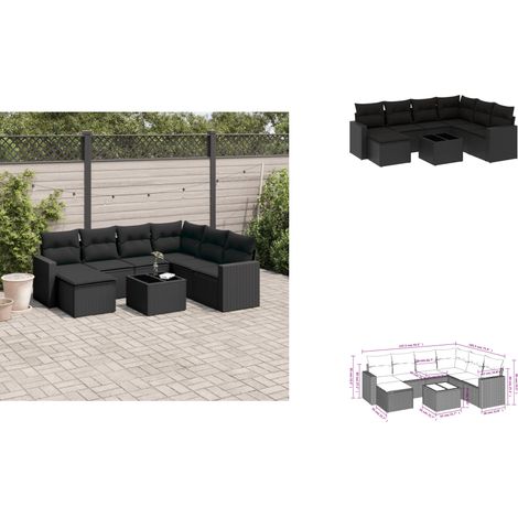 8-tlg. Garten-Sofagarnitur mit Kissen Schwarz Poly Rattan - Gartenmöbel - Outdoor Möbel - Rattan Sofa - PE-Rattan - Esstisch Set (1/3)