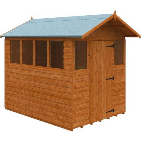 8 x 6 Feet Cabin 12mm Shed - Solid Wood/Softwood/Pine - L235 x W175 x H229.7 cm - Burnt Orange