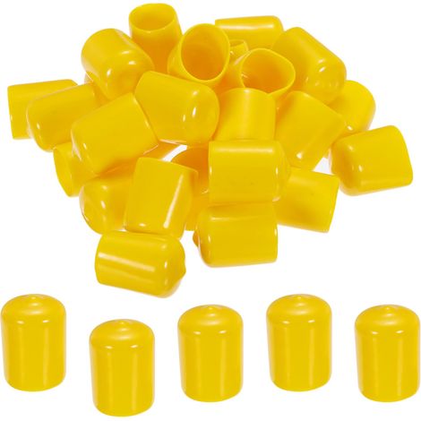 50pcs 19mm Caoutchouc Fin Capuchons Couvercle PVC Vinyle Jaune (1/5)