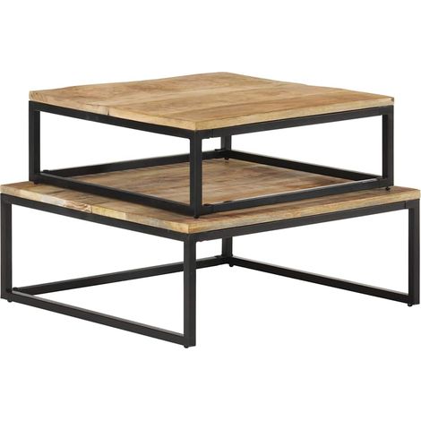 Maison Exclusive - Tables gigognes 2 pcs Bois solide de manguier (1/5)