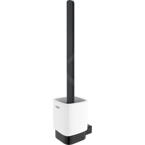 Nimco Kibo - Brosse de toilette murale avec support, céramique blanche/noir mat Ki-14094KN-HR-90 (1/2)