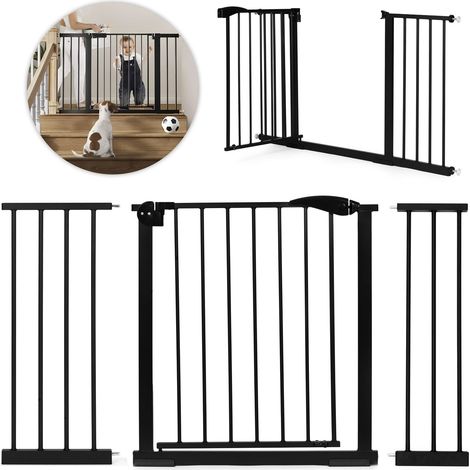Puerta de seguridad para escaleras y puertas, 74-132 cm, acero, color negro (1/5)
