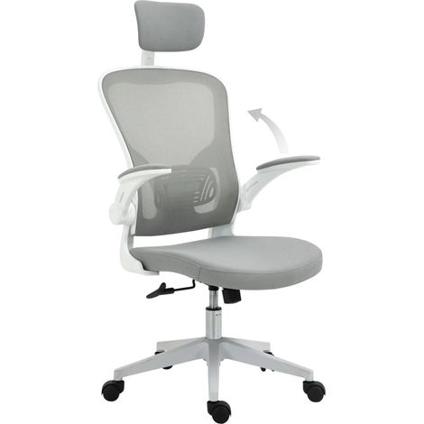 Silla de oficina ergonómica con reposacabezas y función de balanceo, gris, 65 x 64 x 114-122 cm (1/3)