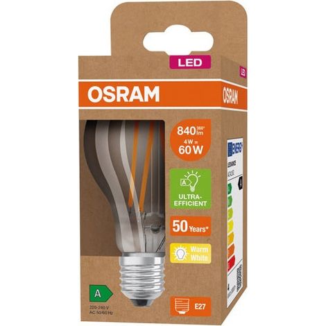 Led Estándar Claro Filamento 4W E27 Blanco Cálido - Osram (1/3)