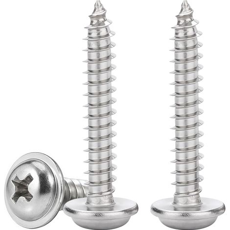 Vis Autotaraudeuses à Tête Ronde Avec Rondelles M5x30mm Vis Cruciformes à Bois Inox 304 Vis Placo à Tête Large Bombée, Entièrement Fileté, 50 Pièces (1/5)