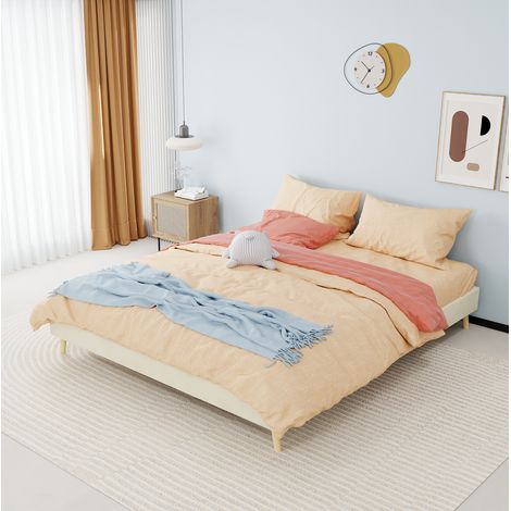 Letto matrimoniale 160x200 tessuto beige OKMYHOME (1/5)
