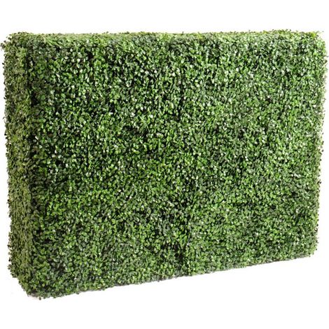 Pegane – Plante verte artificielle buis haie 80 cm – Résistante aux UV – Pour extérieur – Dimensions : 108 x 35 cm (1/2)