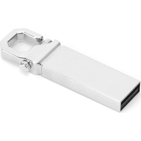 Clé USB 2.0 Métal Miniature Portable 64G Gris avec Anneau pour Ordinateur (1/5)