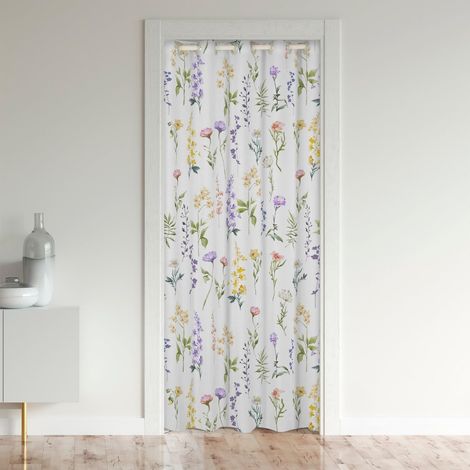 Floral Rideau de Porte150x203cm Vie privée Jardin de Fleurs Rideaux Interieur Vie privée Printemps botanique Thème Nature Rideau Occultant Rideaux Blanc - 150L X 203H cm (1 Panneaux) (1/5)