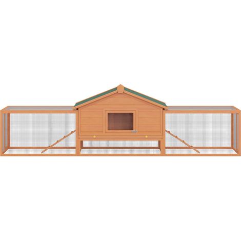 Cage extérieure pour petits animaux, 2 enclos, 2 rampes, 309 cm x 79 cm x 86 cm, naturel + vert (1/5)