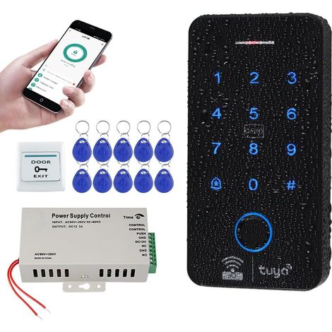 WiFi Système de Contrôle d'accès par Empreintes Digitales Clavier RFID Biométrique étanche 125KHz 13.56MHz + Alimentation DC12V + 10 Porte - clés RFID, sans Serrure électrique (1/5)
