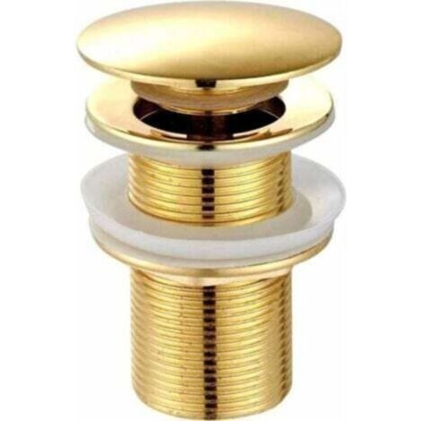ZVD-Universal Drain for Sink and Sink - Modern Pop-Up Valve Click Clack - Drain Waste with Overflow, Brass, Stainless Steel, Gold (Without Overflow) (1/4)
